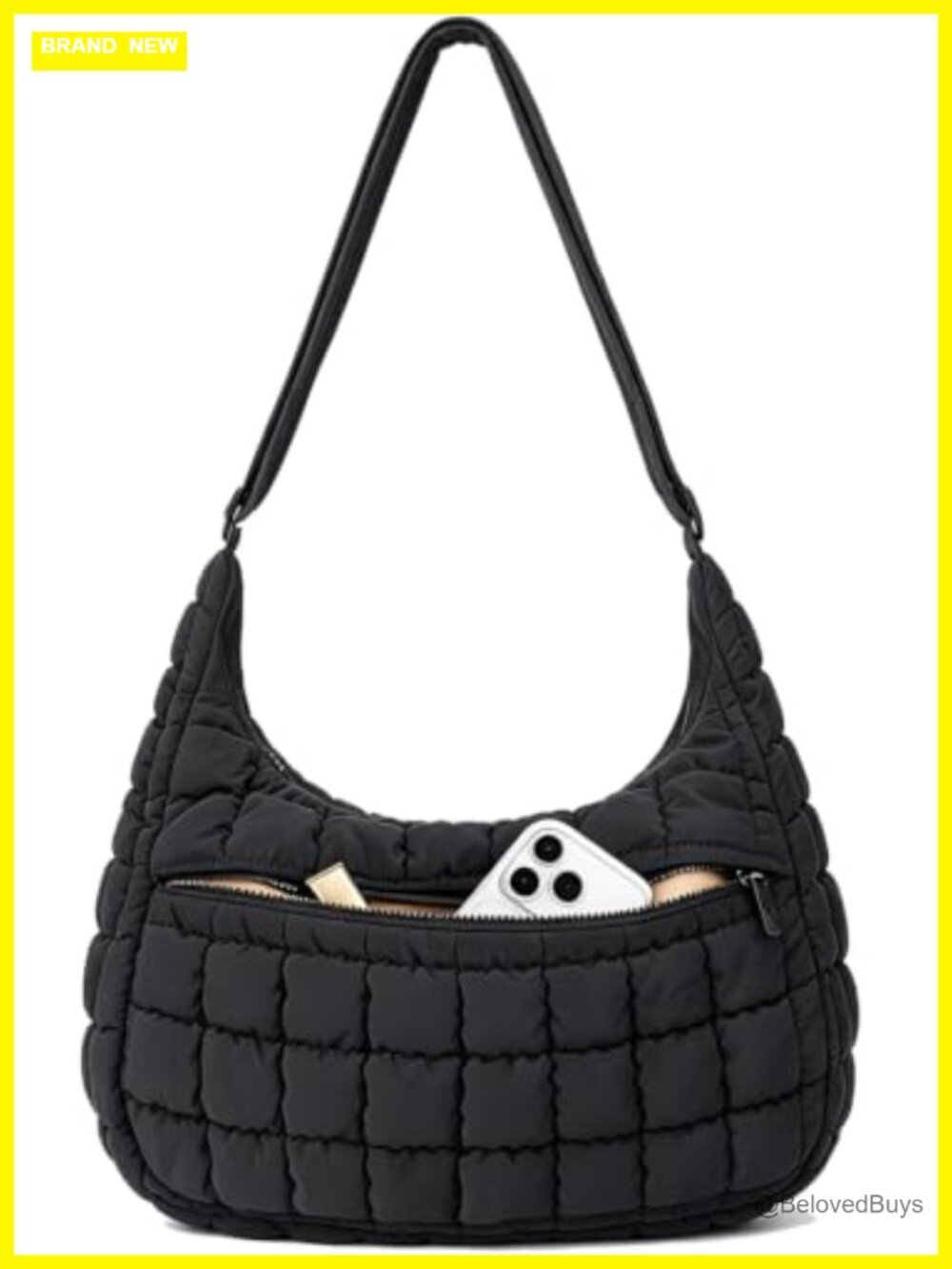 Quilted Nylon Shoulder Hobo HandBag